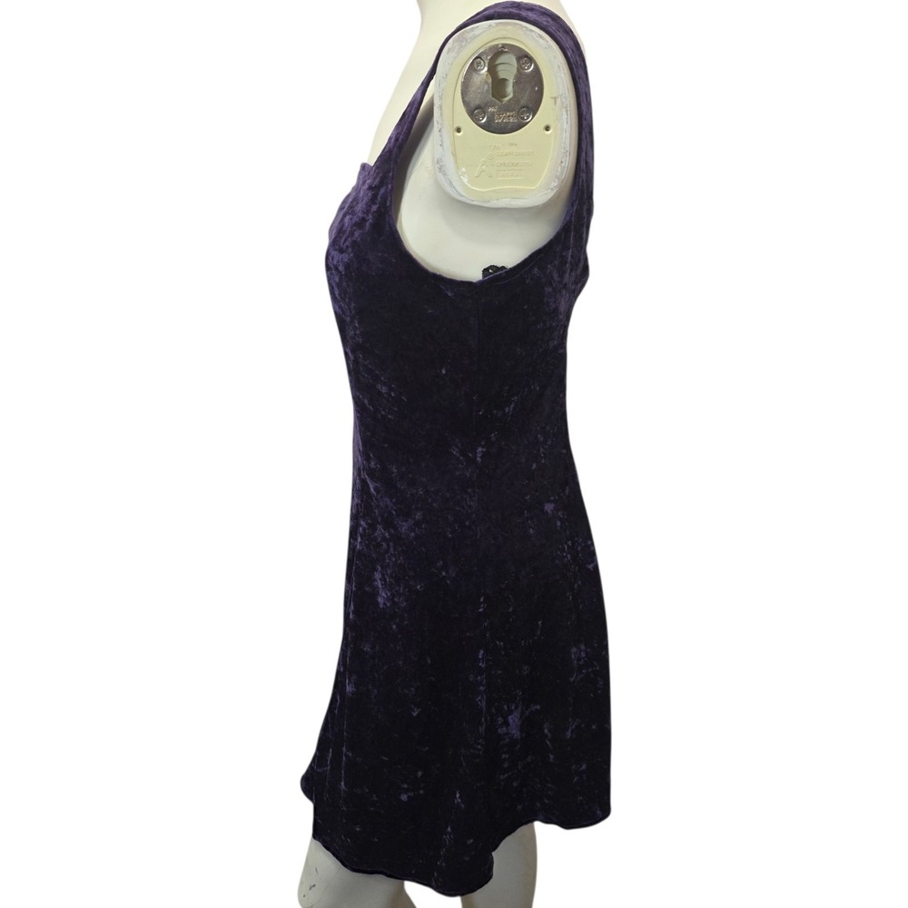 All That Jazz Purple Crushed Velvet Skater Dress Criss Cross Back Women's M 7/8 - Picture 2 of 5